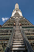 Bangkok Wat Arun - The staiways climbing the upper levels of the Phra prang.